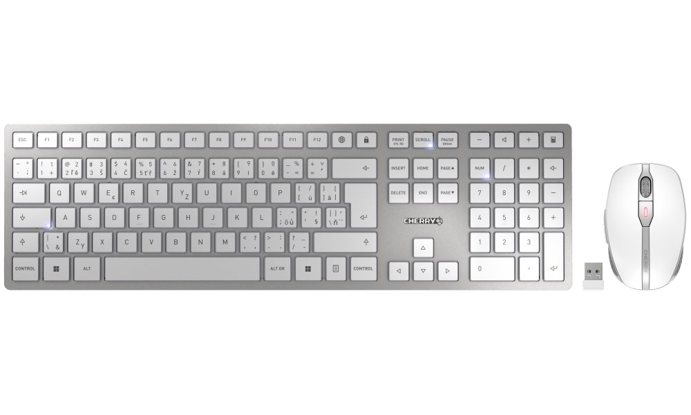 CHERRY set klávesnice + myš DW 9100 SLIM/ bezdrátový/ USB/ bíly/ CZ+SK layout