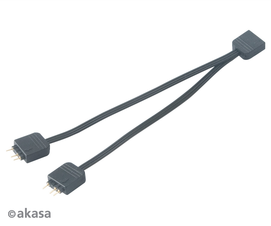 Akasa AK-CBLD08-KT02 AKASA rozbočovač pro RGB LED 1x female/2x male, 2ks v balení, černá