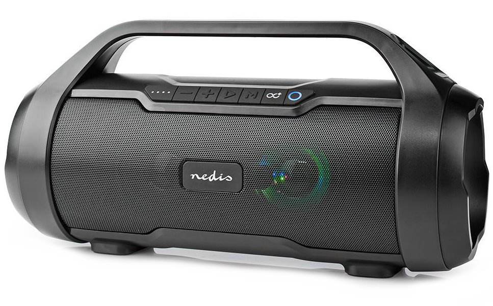 NEDIS párty reproduktor/ 2.0/ výkon 60 W/ Bluetooth/ AUX/ Micro SD/ USB/ 3,5 mm jack/ IPX5/ černý