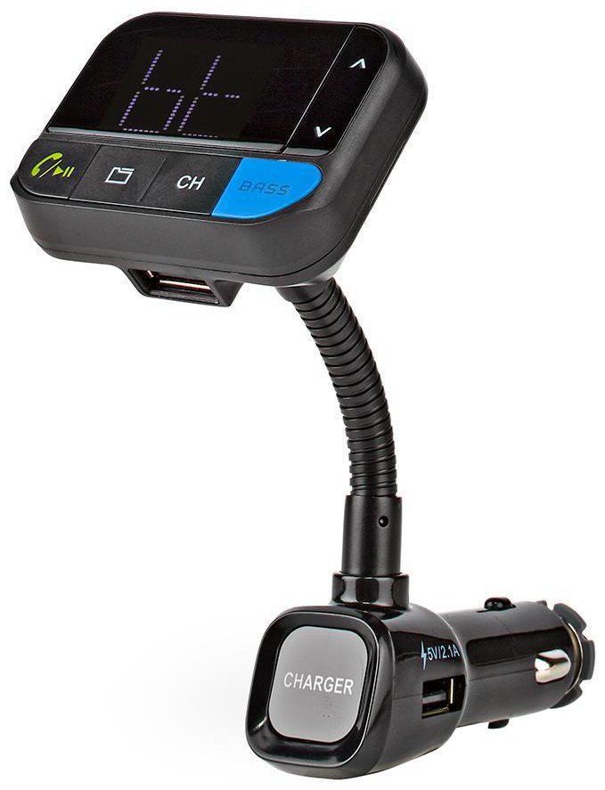 NEDIS FM Transmitter do auta/ Hands free volání/ 1,5 "/ LED obrazovka/ Bluetooth 5.0/ 12 - 24 V DC/ 2.4 A/ 2x USB/ černý