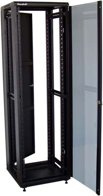 XtendLan 32U/800x800 stojanový, černý, skleněné dveře, plná záda