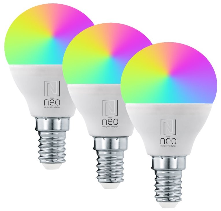 IMMAX NEO LITE SMART sada 3x žárovka LED E14 6W RGB+CCT barevná a bílá, stmívatelná, Wi-Fi, P45, TUYA