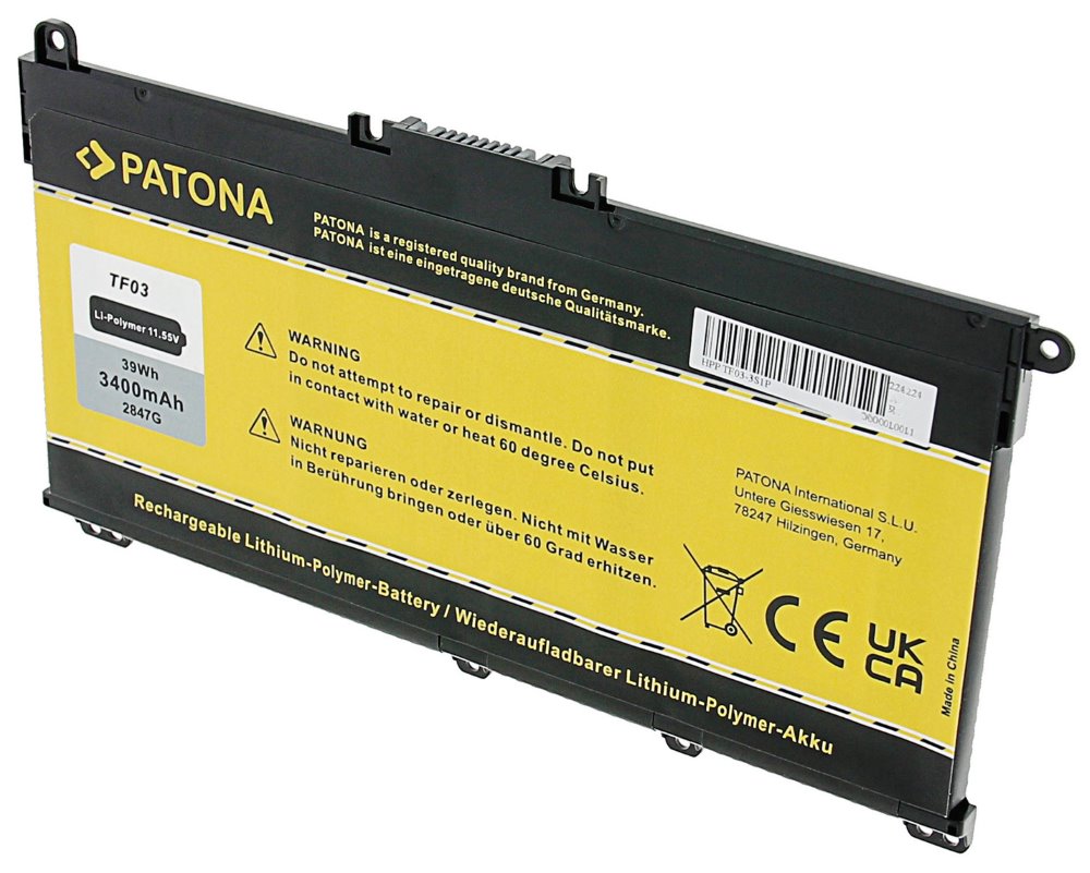 PATONA baterie pro ntb HP Pavilion 14-BF/15-CC 3400mAh Li-Pol 11,55V TF03XL