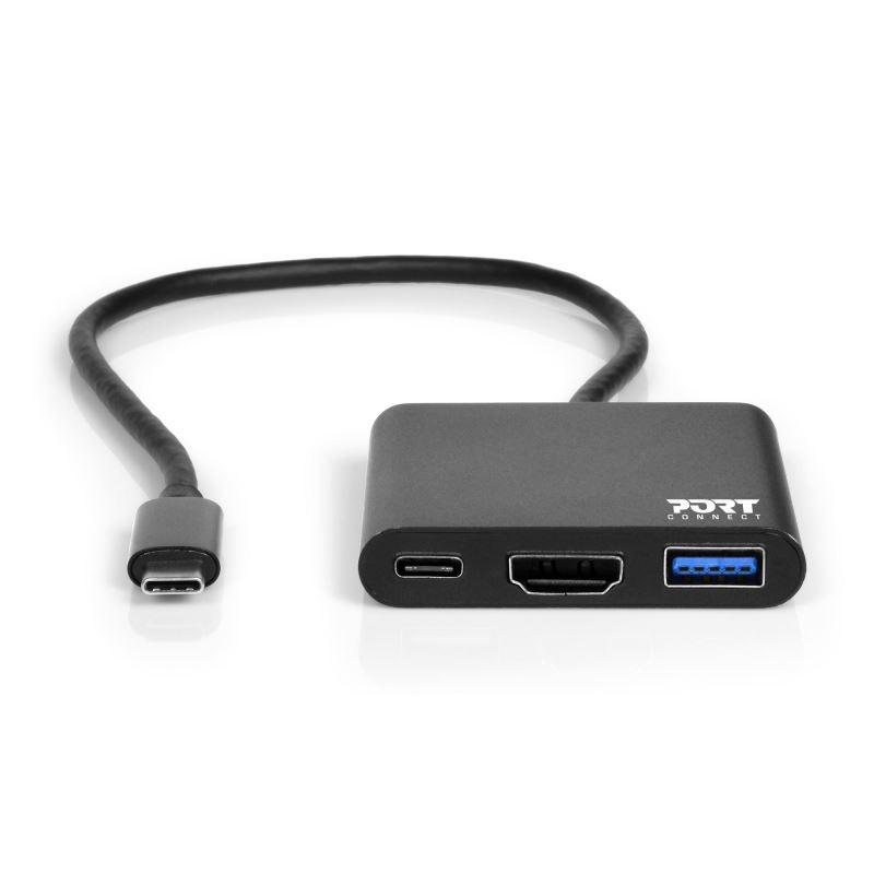 Port Connect 900140 PORT CONNECT USB-C HUB, HDMI 1X 4K + USB-A + USB-C, černý