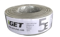 Instalační kabel iGET CAT5E UTP PVC Eca 100m/role, kabel drát, s třídou reakce na oheň Eca