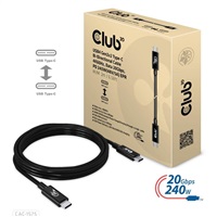 Club3D CAC-1575 USB-C, Data 20Gbps, PD 240W(48V/5A) EPR M/M, 2m Club3D kabel USB4 Gen2x2 Typ-C, Oboustranný USB-IF Certifikovaný data kabel, Data 20Gbps, PD 240W(48V/5A) EPR M/M 2m
