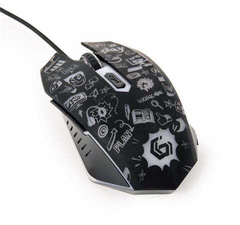Myš GEMBIRD MUS-6B-GRAFIX-01, černá s grafickým potiskem, USB