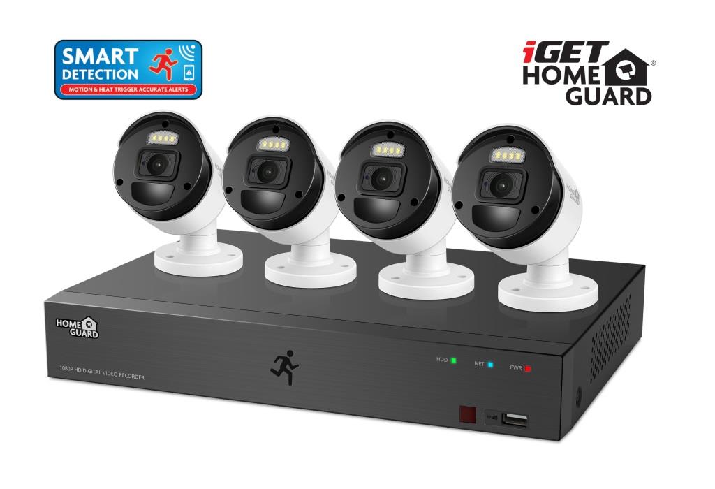 iGET HGDVK84404P - Kamerový FullHD set, SMART detekce,8CH DVR + 4xFHD 1080p kamera,Win/Mac/Andr/iOS