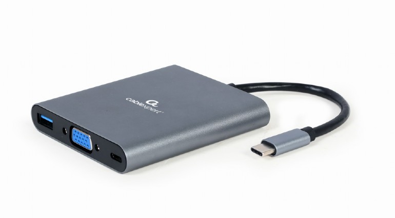 Gembird A-CM-COMBO6-01 CABLEXPERT Kabel USB-C 6-in-1 multi-port adapter (Hub3.1 + HDMI + VGA + PD + čtečka karet + stereo audio)