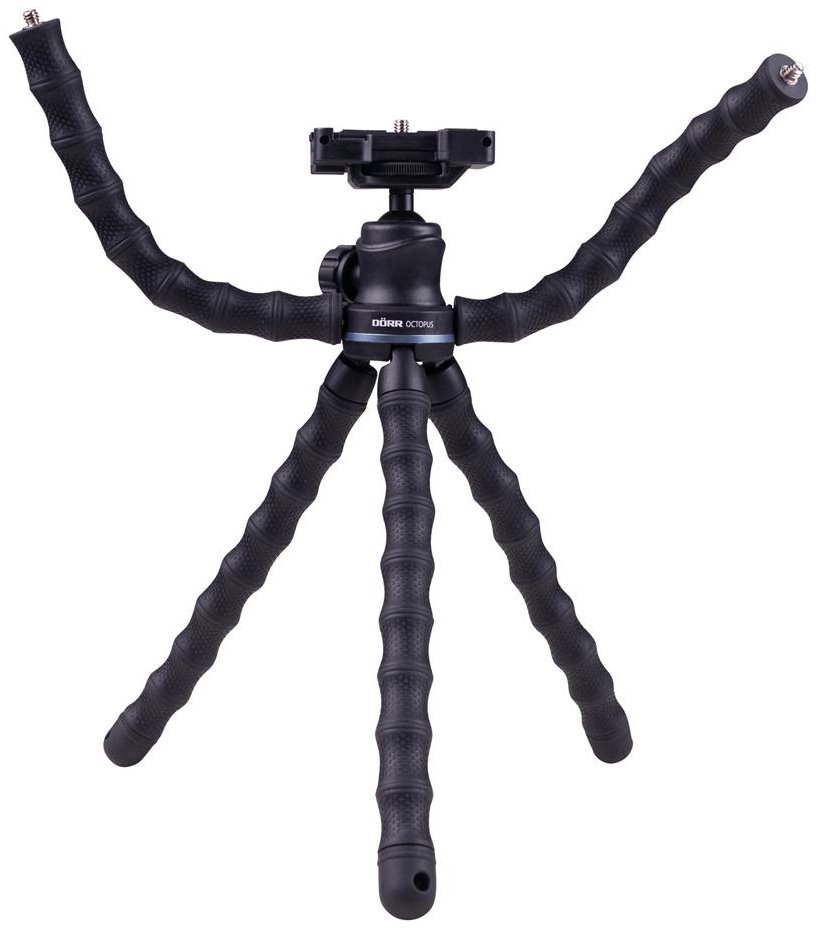Doerr OCTOPUS Vlogging stativ (15-28,5 cm, 414 g, max.2kg, kul.hlava, 5 flexi ramen, černý)