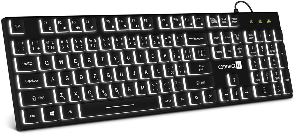 CONNECT IT Chocolate WhiteStar kancelářská podsvícená klávesnice (CZ + SK verze) BLACK