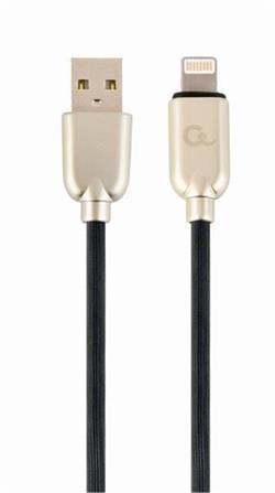 Gembird kábel nabíjací Lightning 8-pin (M) na USB 2.0 (M), prémiový, gumovo - opletený, 1 m, čierny