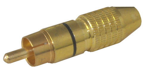 Konektor CINCH kabel kov zlatý pr.6mm černý Konektor CINCH kabel kov zlatý pr.6mm černý