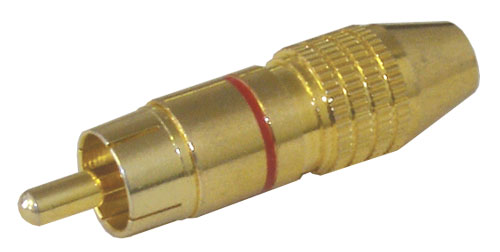 Konektor CINCH kabel kov zlatý pr.5-6mm červený Konektor CINCH kabel kov zlatý pr.5-6mm červený