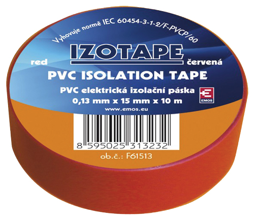 Izolační páska na kabely PVC 15/10 červená