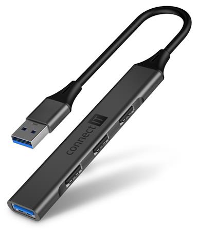 CONNECT IT USB-A hub, (1xUSB-A 3.0, 3xUSB-A 2.0), externí, antracitová