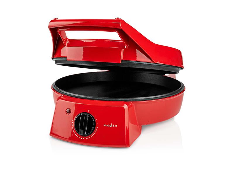 NEDIS pec na pizzu a gril/ 3 nastavení teploty/ velikost grilovací desky 30 cm/ spotřeba 1800 W/ červený (hliník)