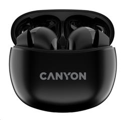 CANYON TWS-5 BT sluchátka s mikrofonem, BT V5.3 JL 6983D4, pouzdro 500mAh+40mAh až 38h, bílá