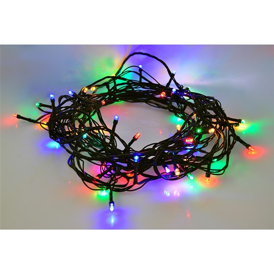 Solight LED venkovní vánoční řetěz, 200 LED, 20m, přívod 5m, 8 funkcí, časovač, IP44, vícebarevný - 1V102-M