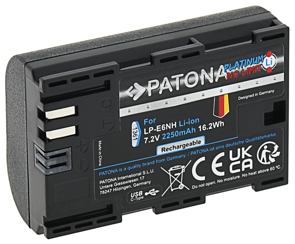 PATONA baterie pro foto Canon LP-E6NH 2400mAh Li-Ion Platinum USB-C nabíjení