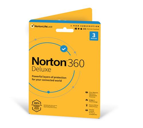 Norton 360 DELUXE 25GB + VPN 1 lic. 3 lic. 3 roky (21435519) NORTON 360 DELUXE 25GB +VPN 1 uživatel pro 3 zařízení na 3 roky ESD