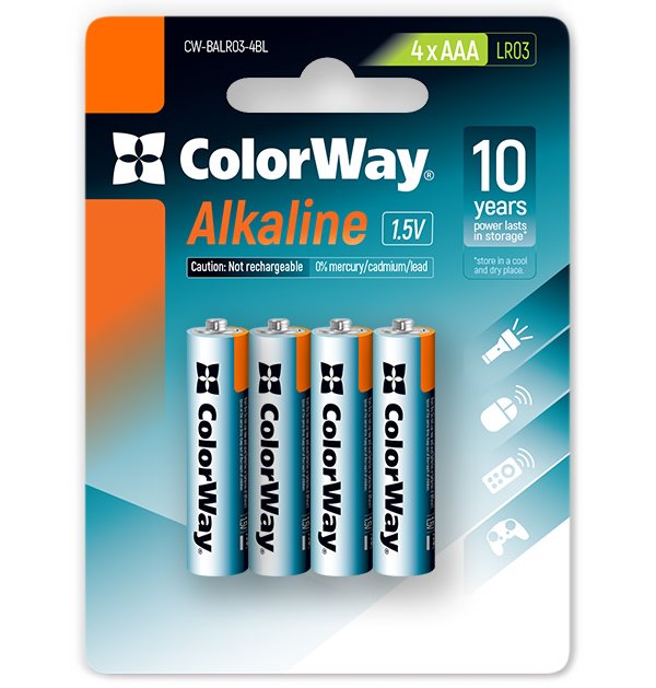 Colorway alkalická baterie AAA/ 1.5V/ 4ks v balení/ Blister