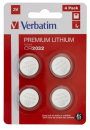 Lithiové CR2032 3V baterie PREMIUM 4ks/pack Verbatim