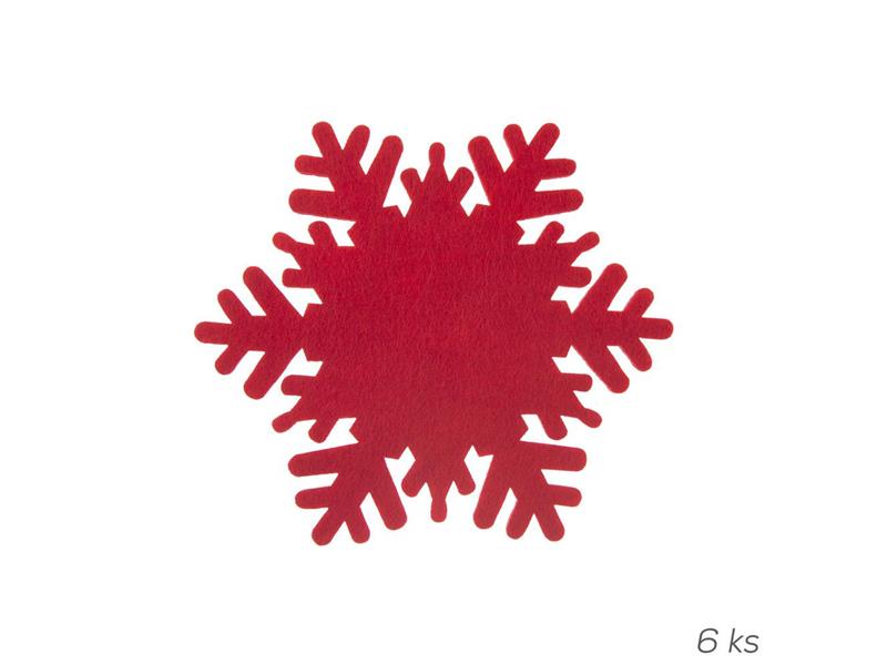 Orion Podtácek polyester VLOČKA pr. 13,5 cm červená, 6 ks