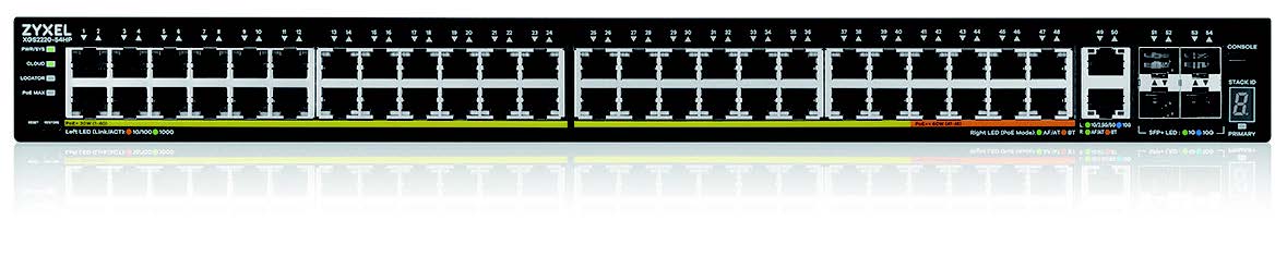 Zyxel XGS2220-54HP Zyxel XGS2220-54HP, L3 Access Switch, 600W PoE, 40xPoE+/10xPoE++, 48x1G RJ45 2x10mG RJ45, 4x10G SFP+ Uplink, incl. 1 yr