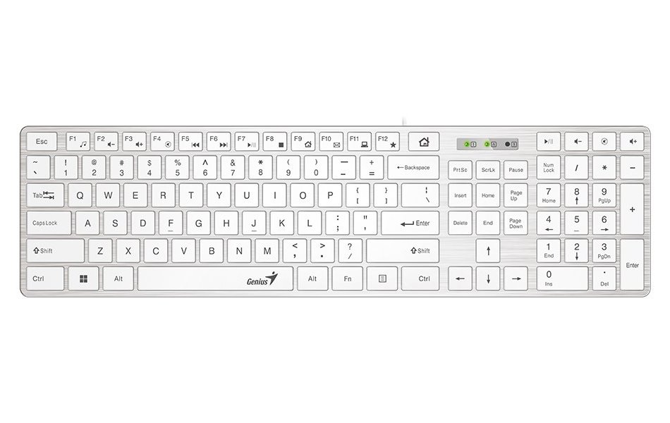 GENIUS klávesnice Slimstar 126/ Drátová/ USB/ bílá/ CZ+SK layout/ SmartGenius App