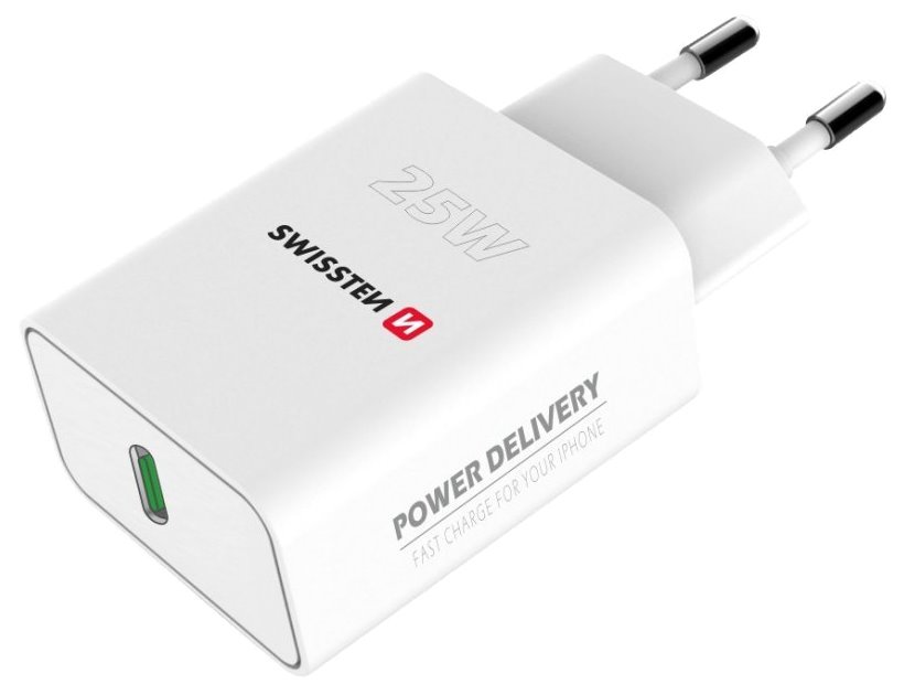 SWISSTEN 22060300ECO Swissten síťový adaptér Power Delivery 25 W pro iPhone a Samsung (ECO balení) bílý