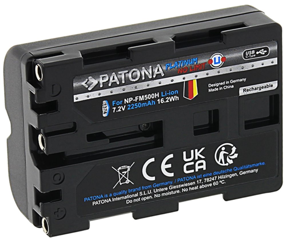 PATONA baterie pro foto Sony NP-FM500H 2250mAh Li-Ion Platinum USB-C nabíjení