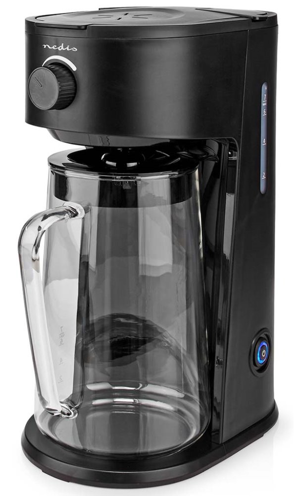 NEDIS přístroj na přípravu ledové kávy a ledového čaje/ kávový filtr/ objem 2.5 l/ 6 šálků/ černý