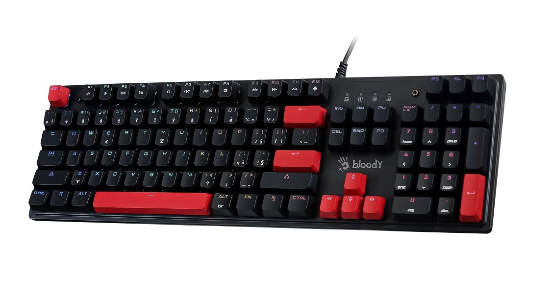 A4tech Bloody S510R ohnivě černá mechanická herní klávesnice,RGB podsvícení, USB, CZ/SK