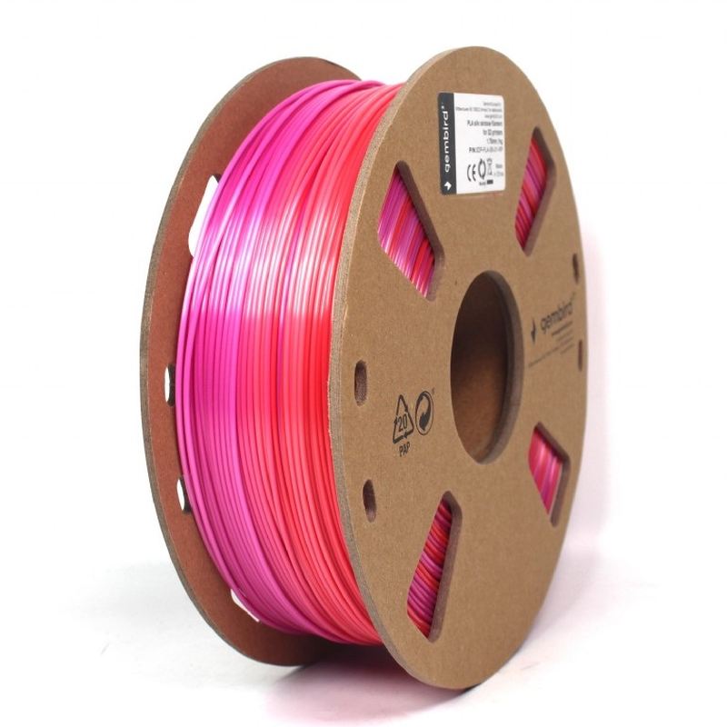 Gembird PLA, 1,75mm, 1kg, silk rainbow, červená/fialová, 3DP-PLA-SK-01-RP Gembird tisková struna (filament), PLA, 1,75mm, 1kg, silk rainbow, červená/fialová