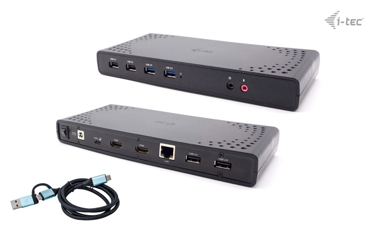 i-Tec CADUALHDMIDOCKPD i-tec USB 3.0/USB-C/Thunderbolt, 2x HDMI Docking Station, PD 85W