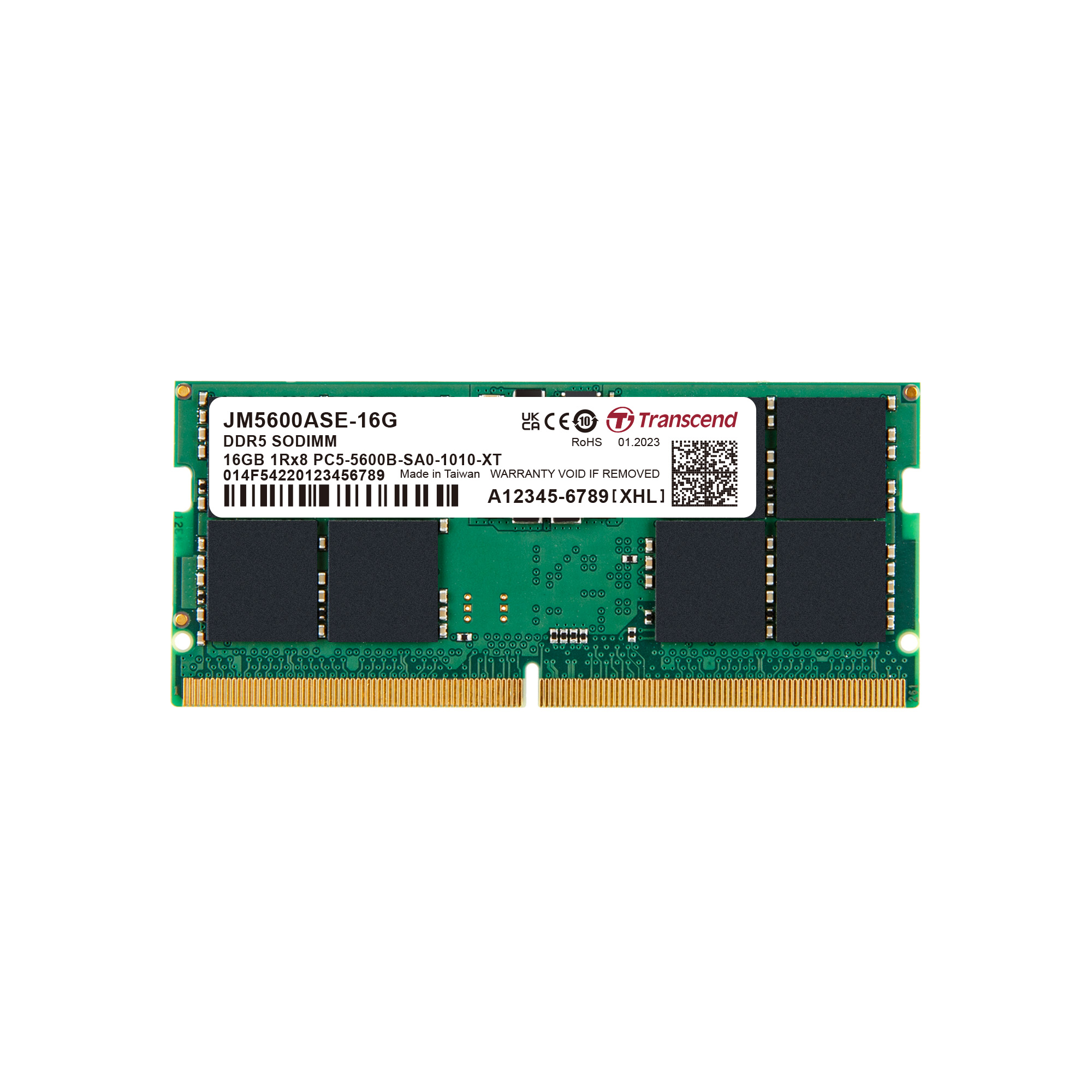 Transcend 16GB JM DDR5 5600 SO-DIMM 1Rx8 2Gx8 CL46 JM5600ASE-16G TRANSCEND SODIMM DDR5 16GB 5600MT/s CL46 1.1V, JetRam