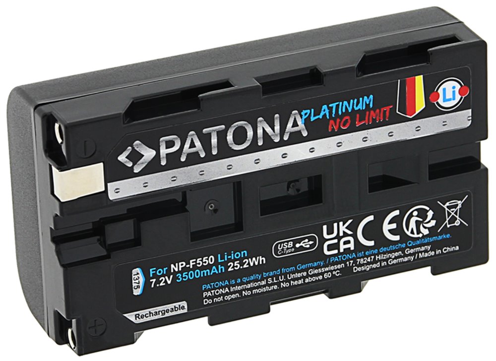 PATONA baterie pro digitální kameru Sony NP-F550/F330/F750 3500mAh Li-Ion Platinum USB-C nabíjení
