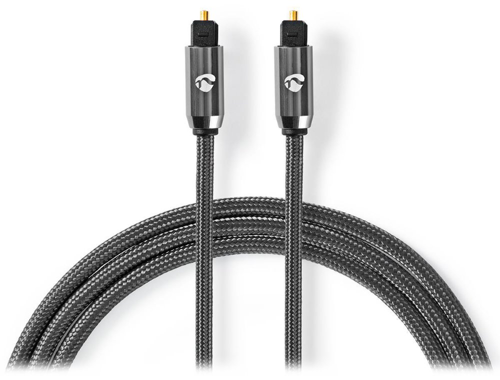 NEDIS PROFIGOLD optický audio kabel/ TosLink zástrčka - TosLink zástrčka/ bavlna/ šedý/ BOX/ 1m