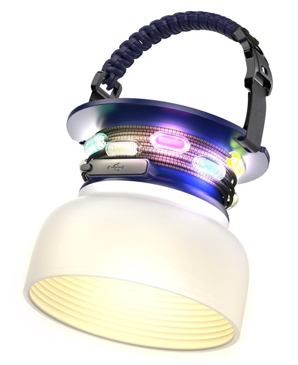 IMMAX solární kempingová lampička s integrovaným RGB LED světelným řetězem/ 10W/ IP65/ USB-C