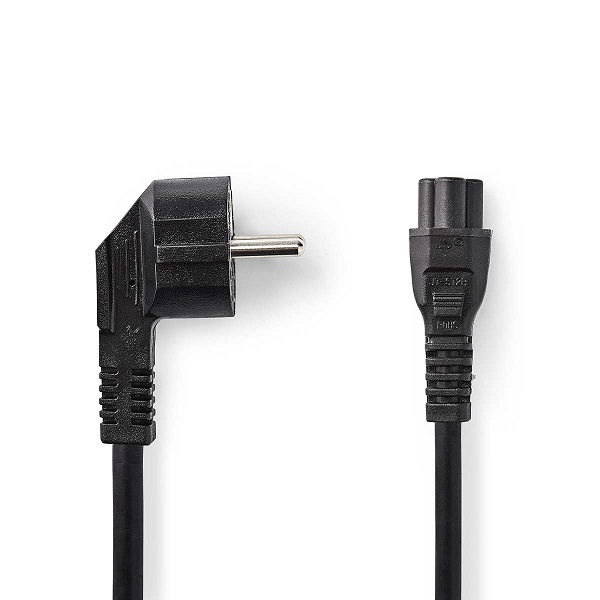NEDIS napájecí kabel/ Typ F Zástrčka - IEC-320-C5/ přímý/ úhlový/ trojlístek/ černý/ bulk/ 2m
