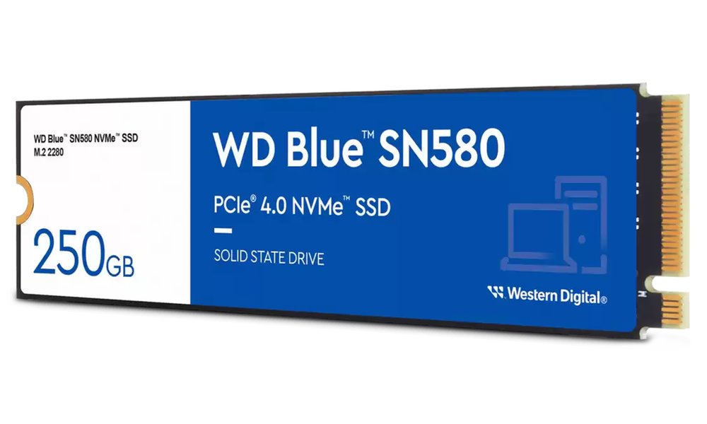 WD BLUE SSD NVMe 250GB PCIe SN580,Gen4 , (R:4000, W:2000MB/s)