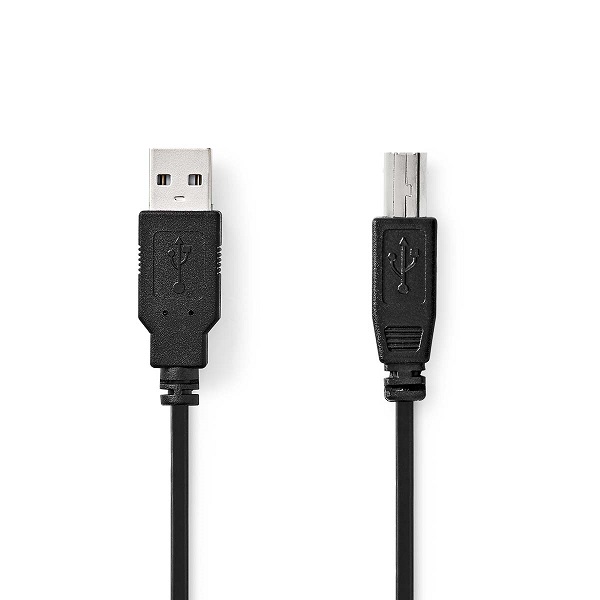 Nedis CCGL60100BK20 USB 2.0, USB-A Zástrčka - USB-B Zástrčka, 2m, černý NEDIS kabel USB 2.0/ zástrčka USB-A - zástrčka USB-B/ k tiskárně apod./ černý/ bulk/ 2m