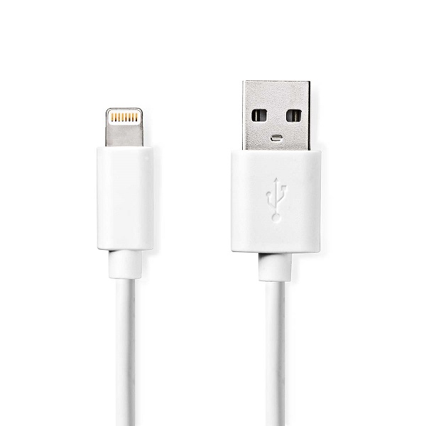 NEDIS synchronizační a nabíjecí kabel/ Apple Lightning 8-pin zástrčka - USB A zástrčka/ bílý/ bulk/ 1m