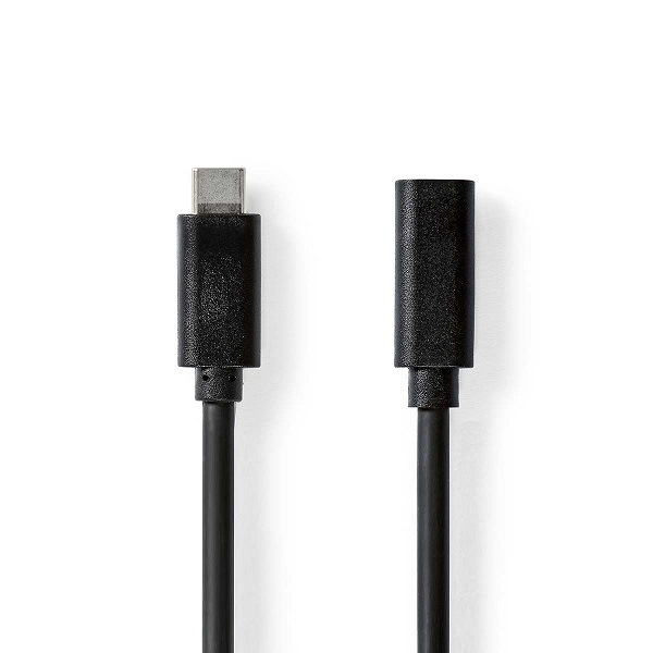 Nedis CCGL64010BK10 NEDIS prodlužovací kabel USB 3.2 Gen 1/ USB-C zástrčka - USB-C zásuvka/ kulatý/ černý/ bulk/ 1m