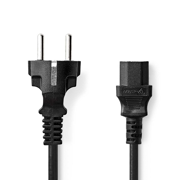 Nedis CEGL10030BK20 NEDIS napájecí kabel 230V/ přípojný 10A/ konektor IEC-320-C13/ přímá zástrčka Schuko/ černý/ bulk/ 2m