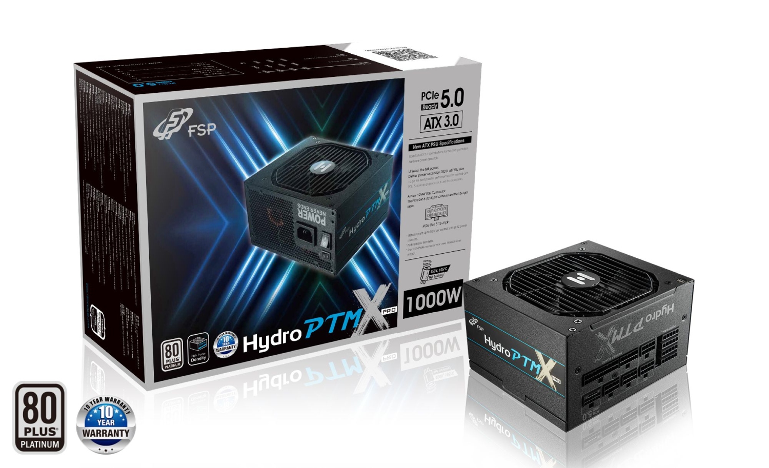 Fortron HYDRO PTM X PRO 1000W PPA10A3610 Hydro PTM X PRO ATX3.0 PCIe5.0/1000W/ATX/80PLUS Platinum/Modular/Retail