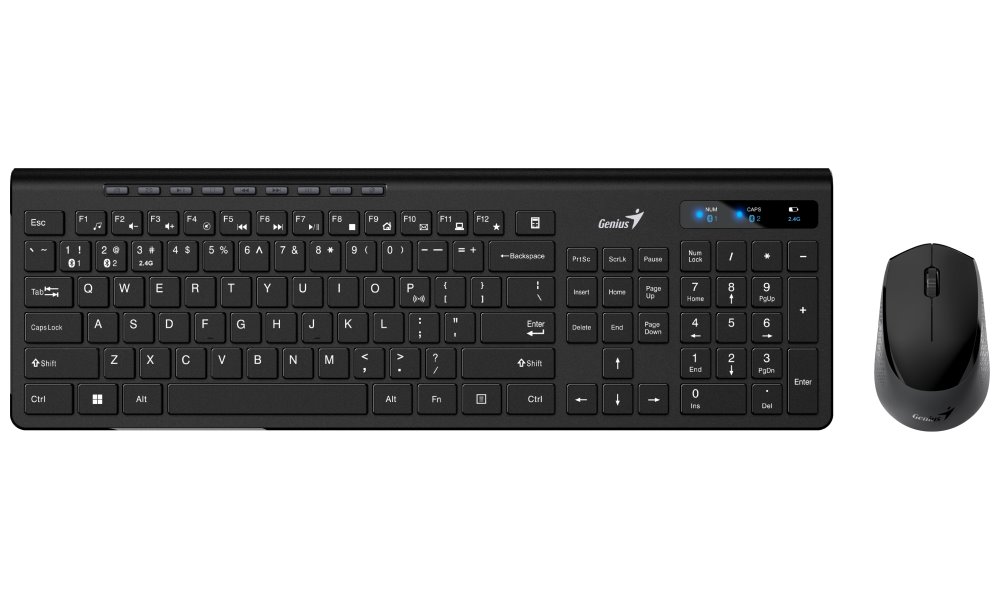 GENIUS set klávesnice+myš SlimStar 8230, Bezdrátový set Bluetooth + 2,4GHz, USB, CZ+SK layout, černá
