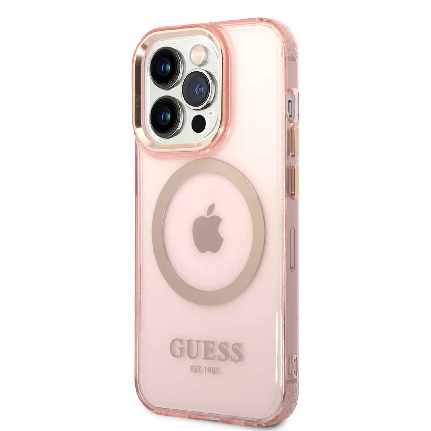 Guess Translucent MagSafe Kompatibilní Zadní Kryt pro iPhone 14 Pro Pink Nové