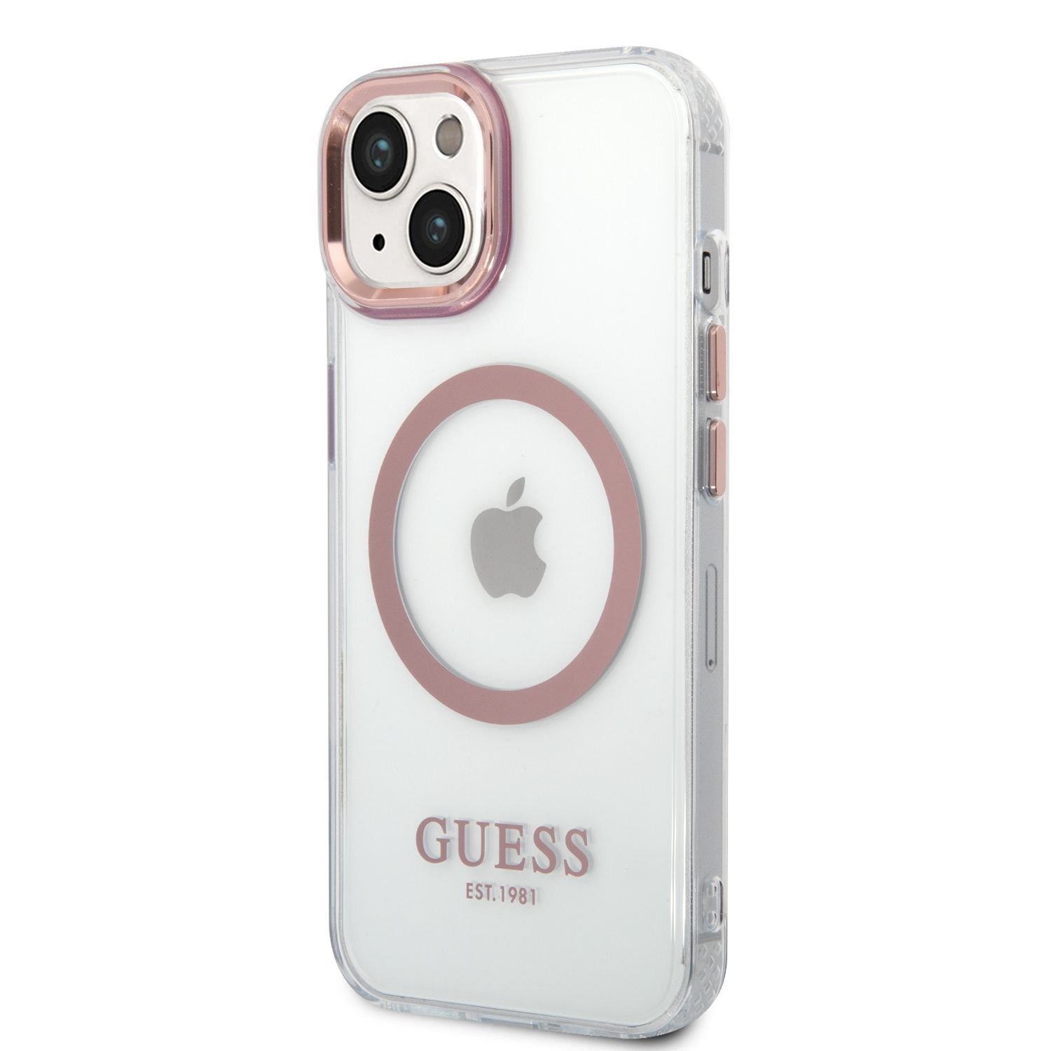 Guess Transparent MagSafe Kompatibilní Zadní Kryt pro iPhone 14 Plus Pink Nové